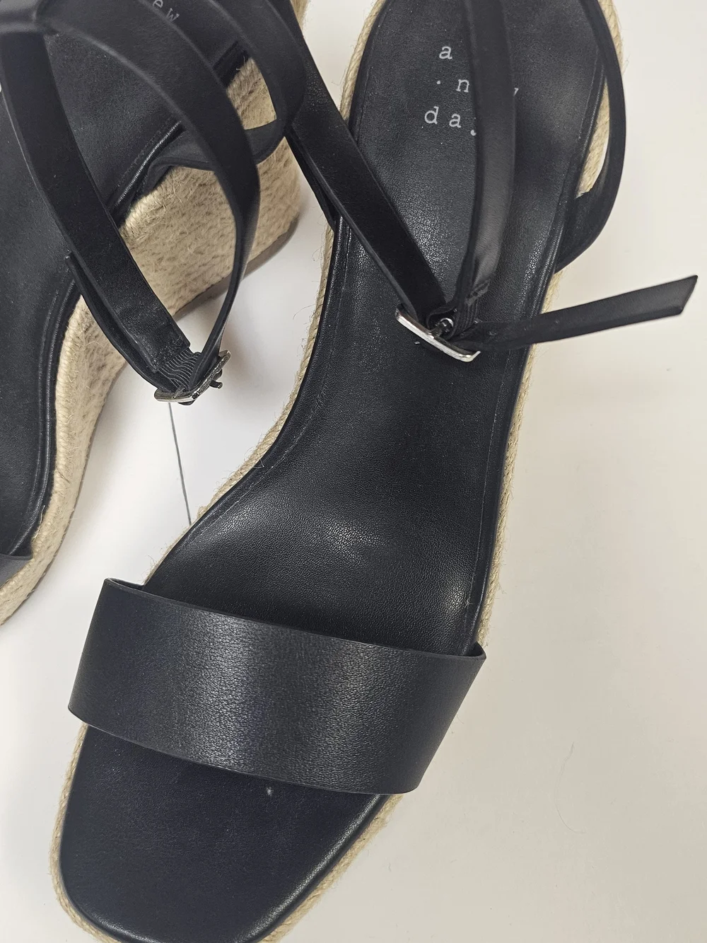 Black Espadrille Wedge Sandals with Ankle Straps